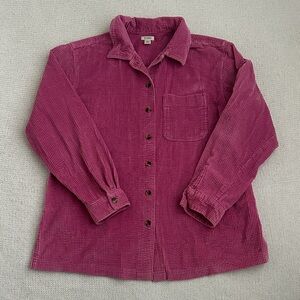 LL Bean 100% Cotton Corduroy Button Down Shirt Pink Size Medium